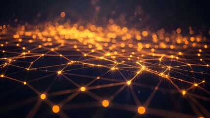 Illuminated Digital Network: A radiant network of interconnected nodes glows with an ethereal light, representing the vast expanse of modern technology and data.
