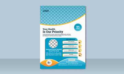  Modern minimalist and creative medical health care corporate flyer design template or poster design layout.