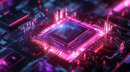 Fototapeta premium AI-Powered Quantum Chip Embedded in Futuristic Device