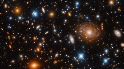 Distant Galaxies in Deep Space: A Colorful Cosmic Tapestry
