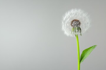 Fototapeta premium A single dandelion plant with a delicate fluffy seed head