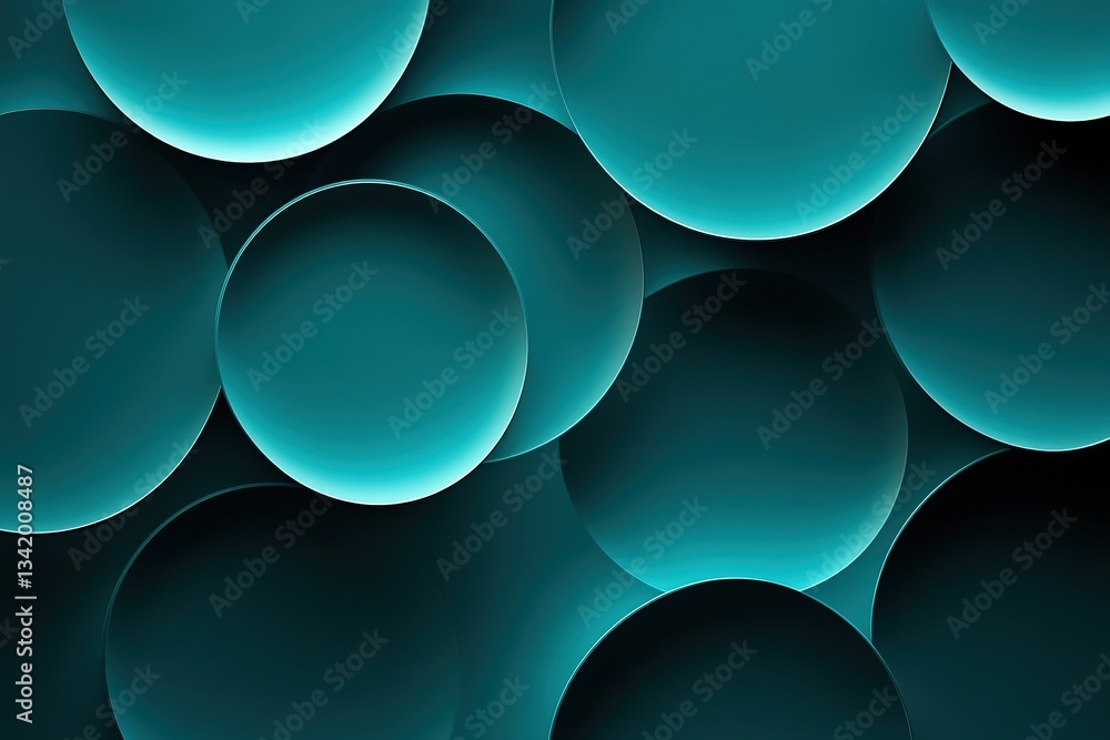 Poster teal spheres create a modern abstract design with soft gradients and overlapping shapes