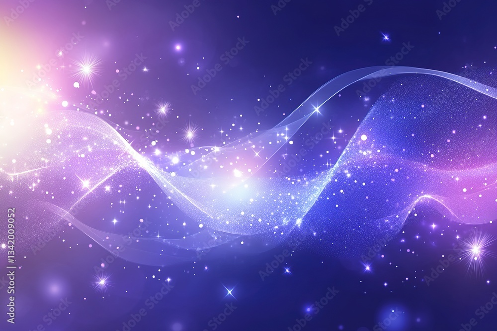 Poster sparkling galaxy: celestial waves and cosmic dust create a mesmerizing magical scene