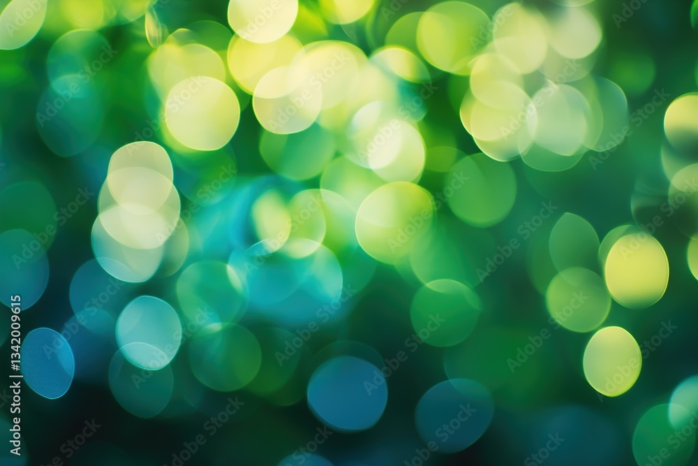 Aufkleber abstract bokeh of green teal and yellow lights creating a soft dreamlike texture