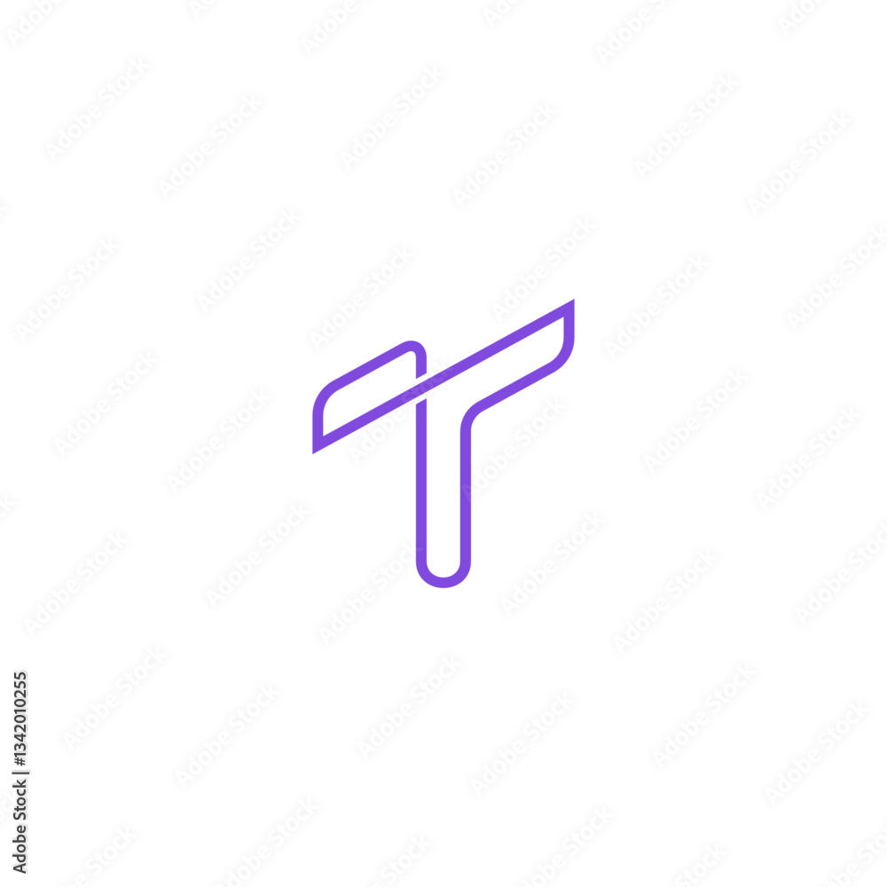 Poster t letter logo with simple linear design style