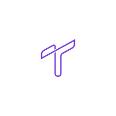 T letter logo with simple linear design style