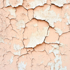 Obraz premium Peeling textured beige wall with cracks showing natural weathering patterns