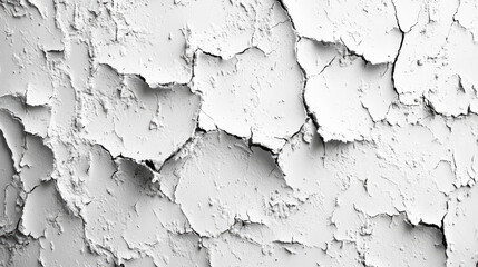 Obraz premium Close-up of cracked white paint texture with peeling surface details