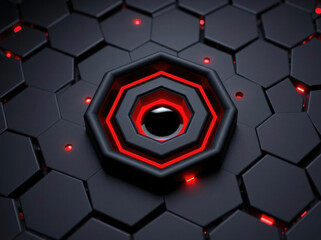 Abstract technology futuristic tech background. Modern black red background illustration. Digital hi-tech surface concept background. Tech core. Database