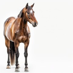 Obraz premium Horse with shiny coat posed against a soft white background
