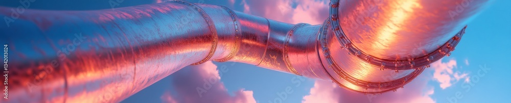 Aufkleber Industrial Elegance AI-Driven Infrastructure Visualization - Metallic Cooling Pipelines Illuminating Advanced Manufacturing Precision and Technological Scalability