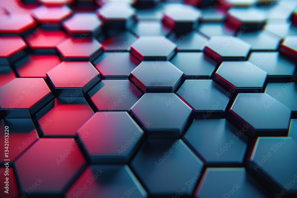 Poster abstract geometric background hexagonal shapes bold red blue gradient transitions sleek and modern f