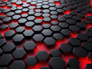Fototapeta premium Dark hexagonal technology abstract background. Hexagon futuristic modern technology background illustration. Honeycomb texture grid. Digital hi-tech concept background. Wallpaper
