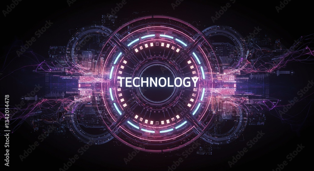 Poster knowledge hub: illustrative depiction of a vibrant, digital knowledge hub, featuring the central wor