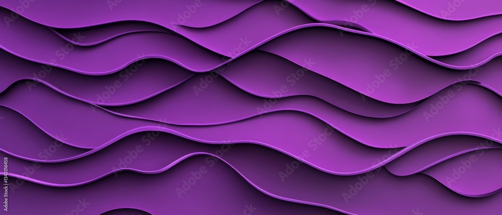 Poster abstract purple waves background with smooth curves and shadows, creating a modern and elegant textu