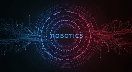 Fototapeta premium Robotics: A futuristic, abstract digital illustration showcases a vibrant circuitry design, with 