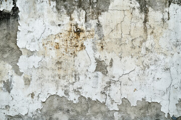 Aged and weathered peeling paint on cracked concrete surface
