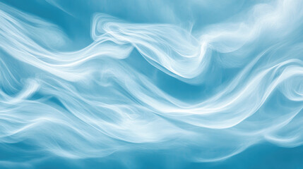 Abstract blue swirling pattern with soft white smoke-like wisps