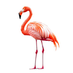 Fototapeta premium Graceful pink flamingo, transparent background