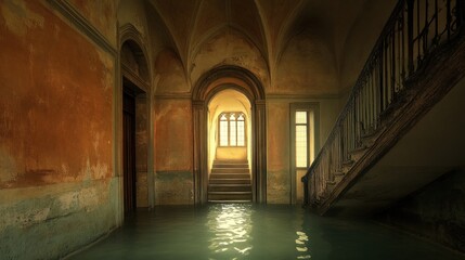 Fototapeta premium Flooded Italian Mansion Interior
