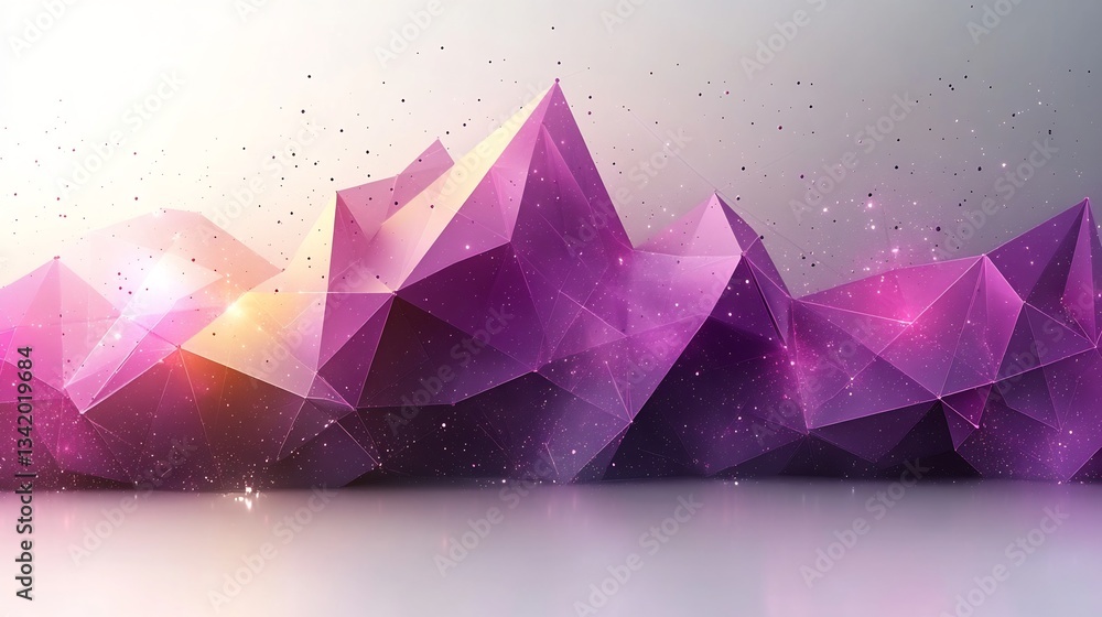 Poster abstract design sharp triangles and gradient shifts from purple to pink offers a sleek and clean loo