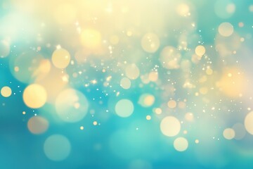 Abstract shimmering light bokeh background with teal and gold color gradient