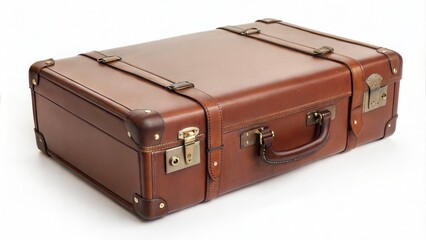 old suitcase isolated on white background