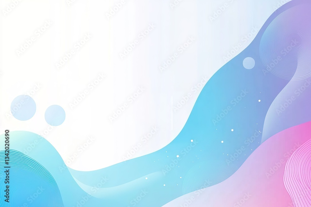 Poster pastel waves and circles create a soothing modern abstract background for design