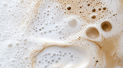 Creamy foam swirls with rich coffee hues captured 