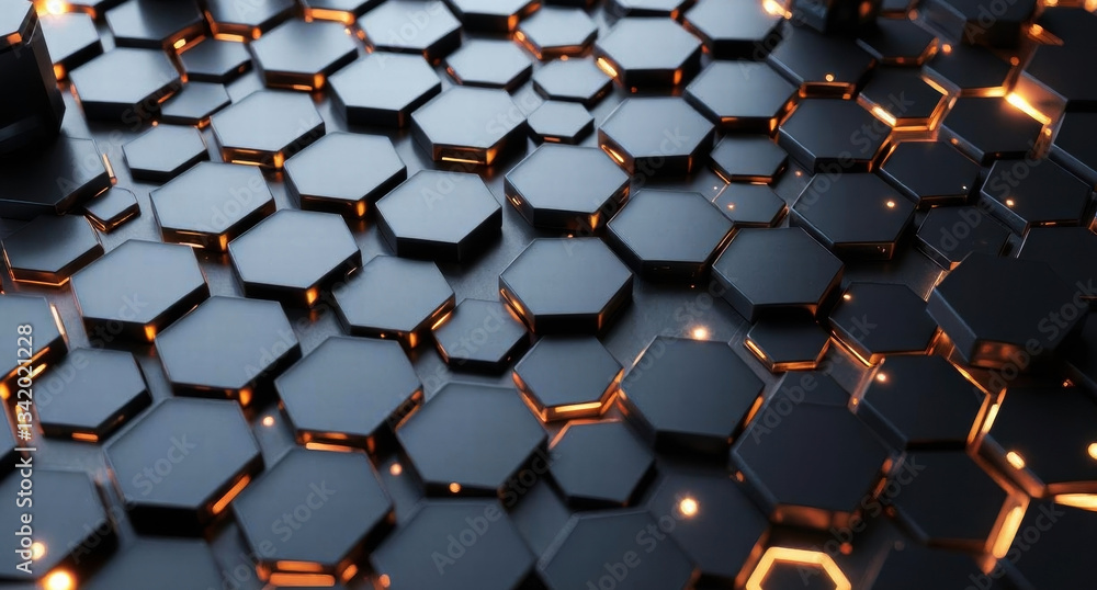 Poster dark hexagonal technology abstract background. hexagon futuristic modern technology background illus