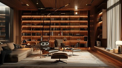 Airy and bright library room 