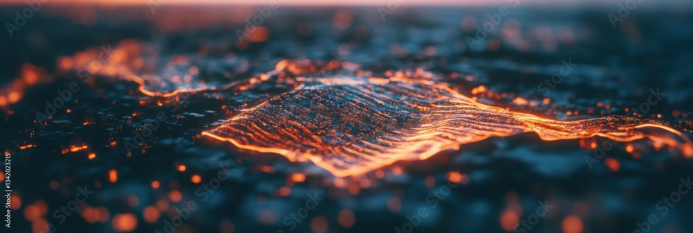 Poster cybernetic summer innovation glowing circuit landscape with thermal tech visualization - next-gen di