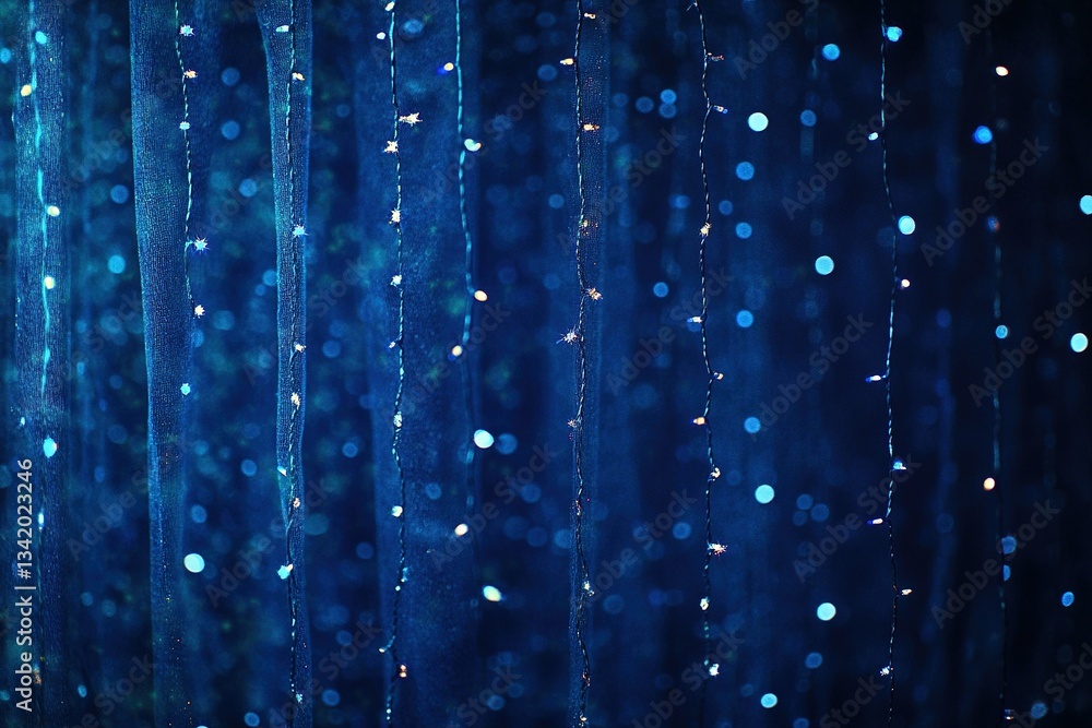 Aufkleber string lights cascade against a dark blue backdrop creating a magical atmosphere