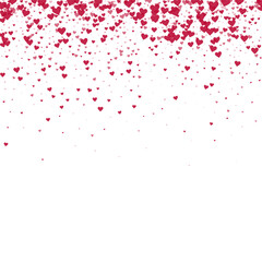Flying hearts for valentine's day. Red hearts scattered on white background. Beautiful flying hearts vector illustration.