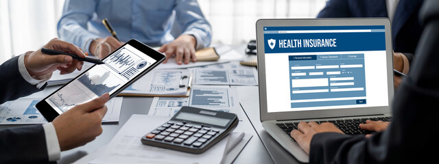 Business intelligence and data analysis concept. Analyst team working on financial data analysis...