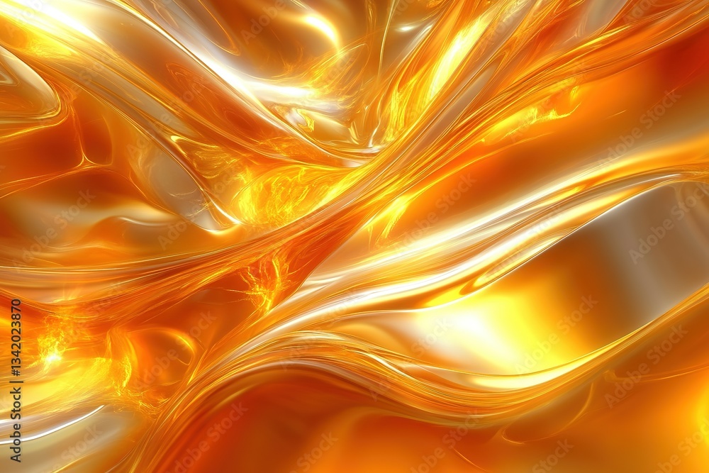 Poster golden abstract waves: captivating flow of light and shadow creating a mesmerizing effect