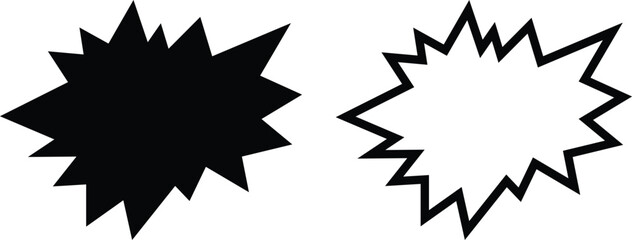 Bubble bursting shape icon in flat, line set. isolated on transparent background