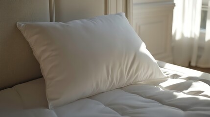 A plush white pillow promises a restful night's sleep.