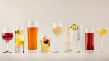 A Variety of Alcoholic and Non-Alcoholic Drinks in Elegant Glassware