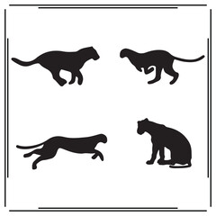 Cheetah silhouette, Cheetah illustration ,Cheetah clipart, Cheetah vector , Cheetah icon , black Cheetah ,Cheetah illustration on white background, Cheetah vector illustration ,