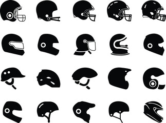 Motorcycle helmet icon in flat style set. isolated on transparent background