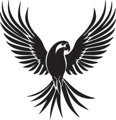 Obraz premium Majestic Parrot in Flight, a Striking Black and White Design