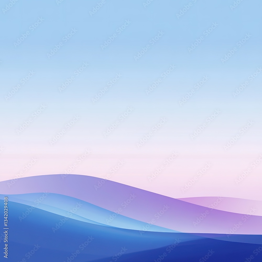 Aufkleber abstract landscape: gradient of blue hues creating a serene atmosphere with soft lines
