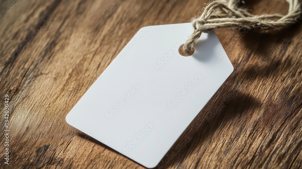 Poster blank white gift tag with a string, perfect for adding a personal touch to presents or labeling item