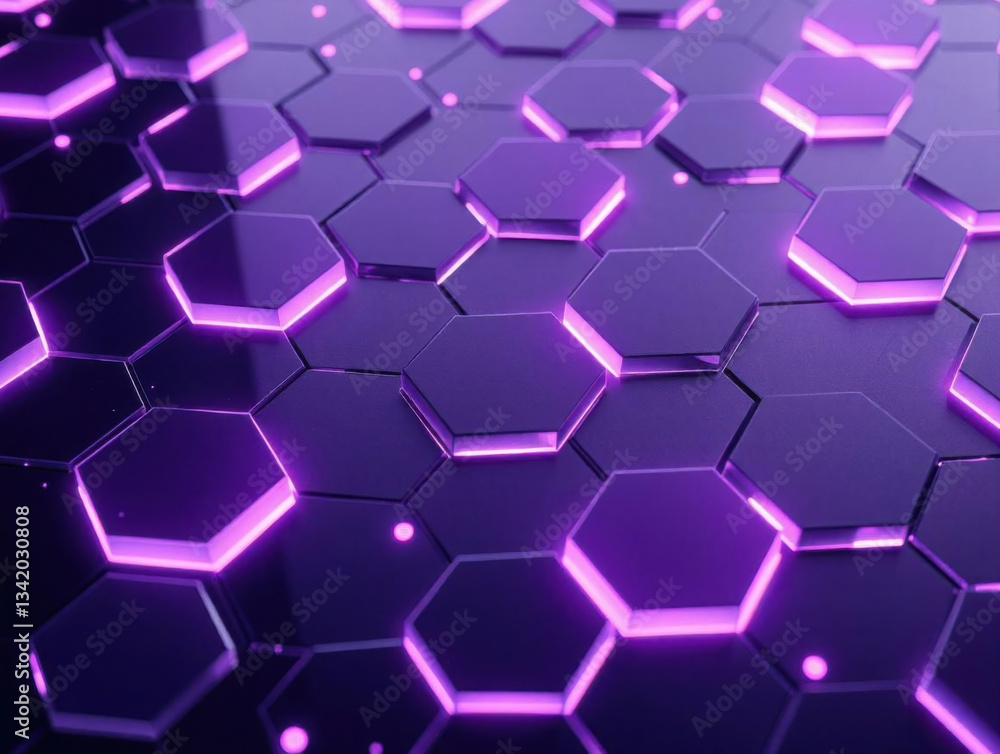 Poster purple hexagonal technology abstract background. hexagon futuristic modern technology background ill