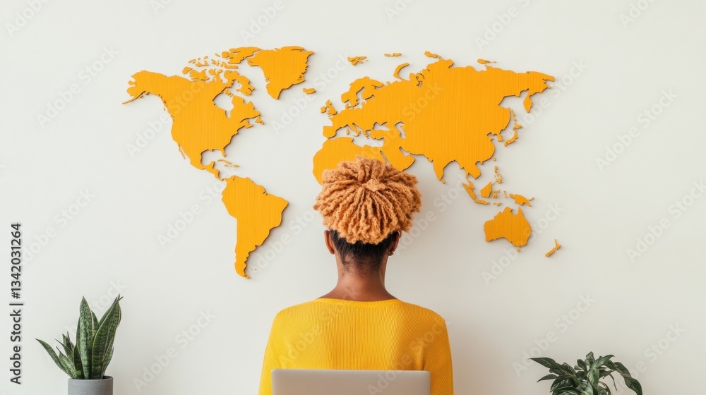Aufkleber nomadic creativity unleashed gen z digital strategists vibrant global workspace - minimalist design 