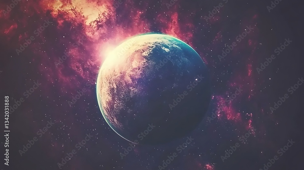 Poster a celestial sphere appears in the vastness of outer space