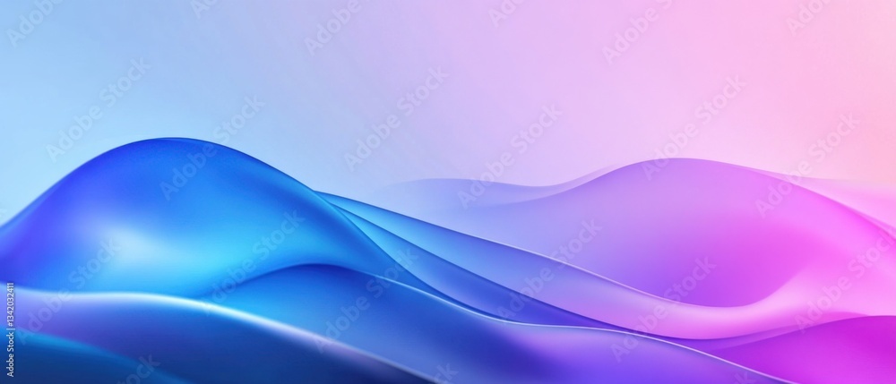 Poster abstract flowing gradient background with blue and purple waves, smooth and vibrant color transition