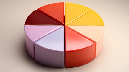 Obraz premium Clean pie chart split into four equal segments employing soft shadows pastel gradients a stylish modern visualization without labels