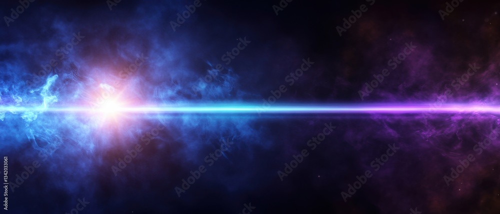 Poster abstract cosmic background with nebula clouds and bright light streak in deep space concept of galax